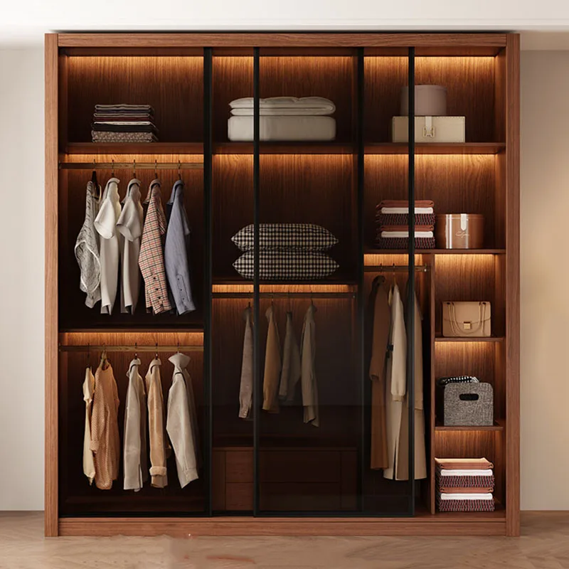 Partitions Wooden Wardrobe Organizer Storage Bedroom Clothes Living Room Fabric Wardrobe Modern Guarda Roupa Trendy Furniture