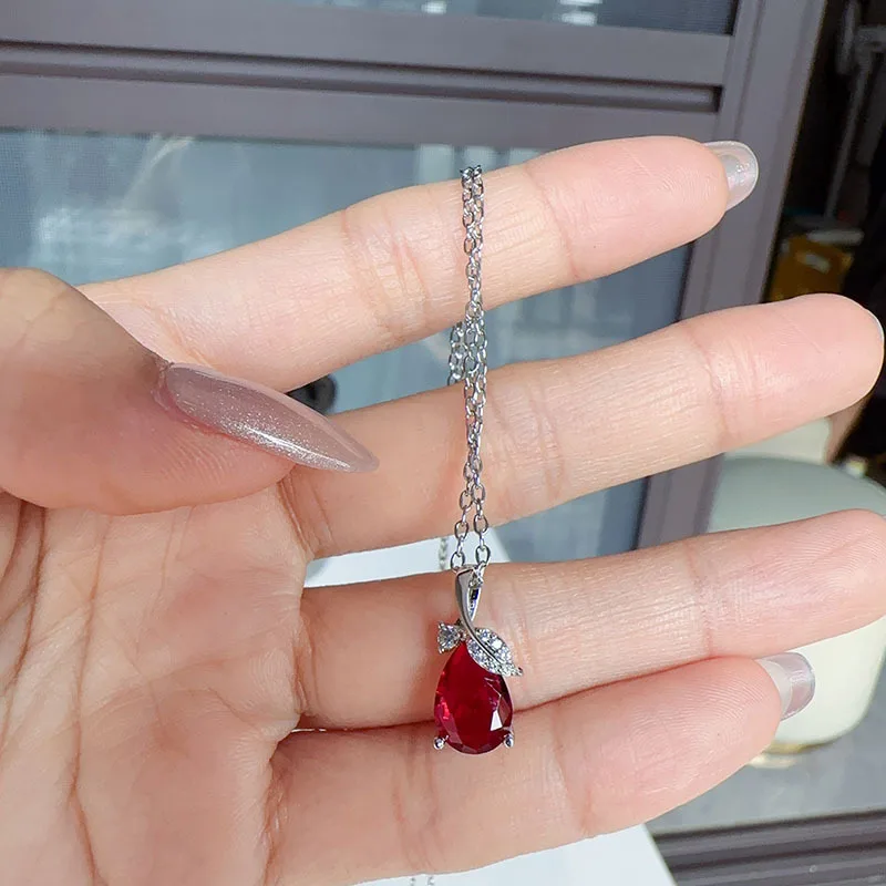 Cross-border color treasure Korean version leaves leaf necklace water drop pendant simple all match water drop shaped pendant
