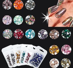 350pcs Mix Sizes Nail Art Non HotFix Rhinestone Crystal AB Color Flatback Glass Non Hot Fix Rhinestones Nail Decoration Crystal