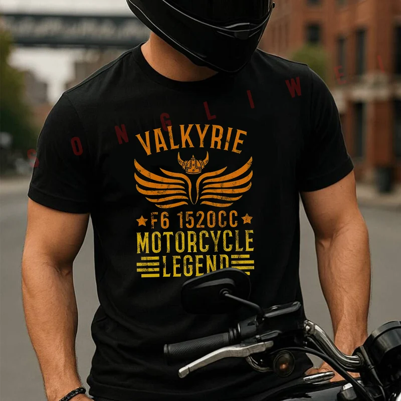 

Vintage Valkyrie Motorcycle F6 1520cc Biker Mechanic T-Shirt Motorrad Fans Moto Fashion Summer Cotton Men Short Sleeve T Shirt