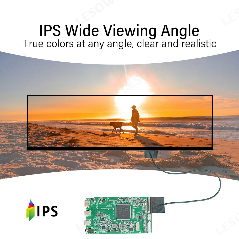 LESOWN 12.7 Inch 2880x864 120Hz Visual Panel with Board Plug and Play Mini HDTV Type-C 500nits Bar Monitor Module for DIY
