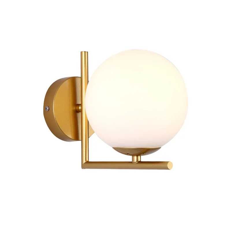 Spherical  Wall Lamp Brief Bedroom Study Wall Lights Simple Bedside Lamp Nordic Wall Engineering Lamp New Model Gold Black