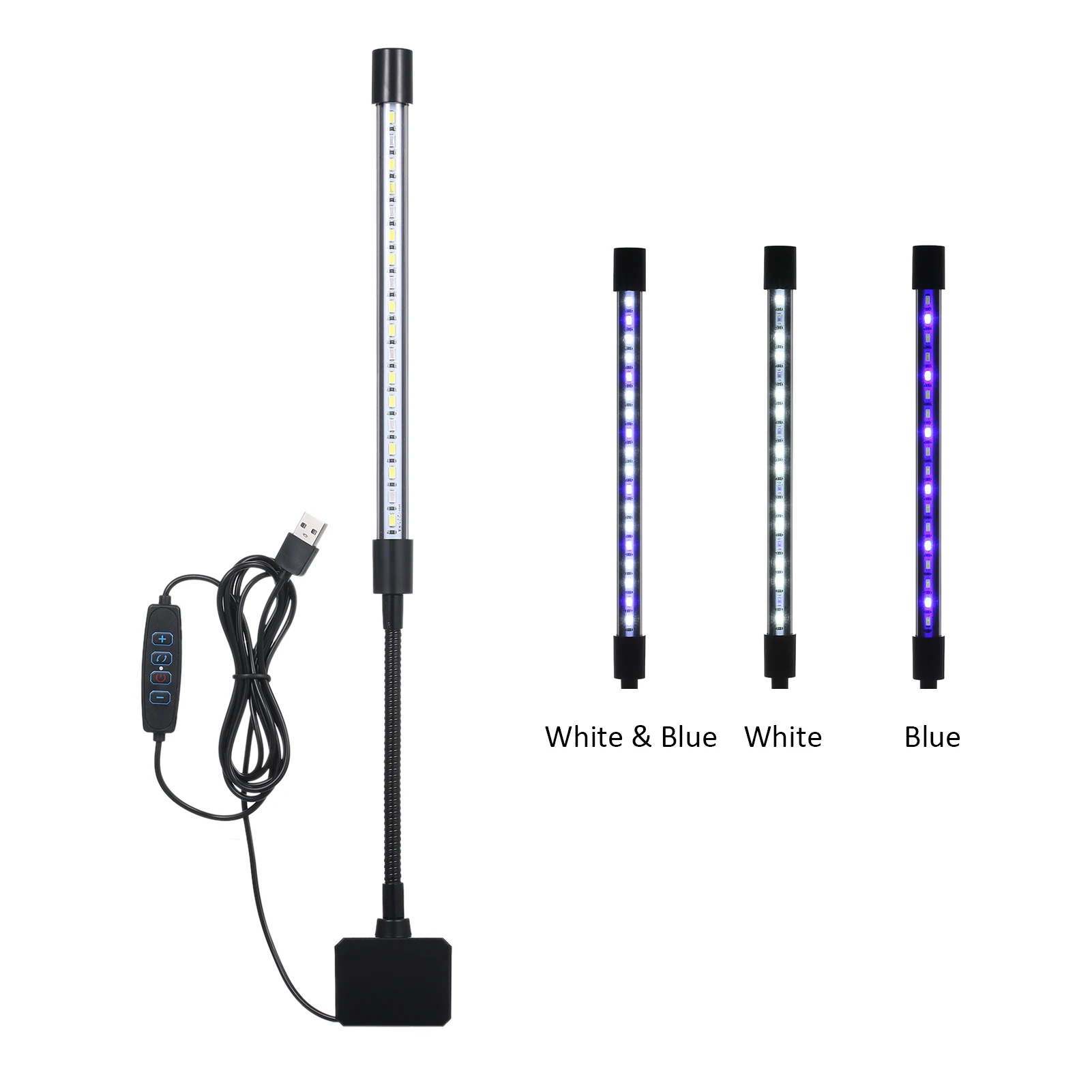 7W 18 LED Aquarium Light Fish Jar Clamp Clip View Lamp USB 3 Lighting Colors Changeable 10 Levels Adjustable Brightness Dimmable