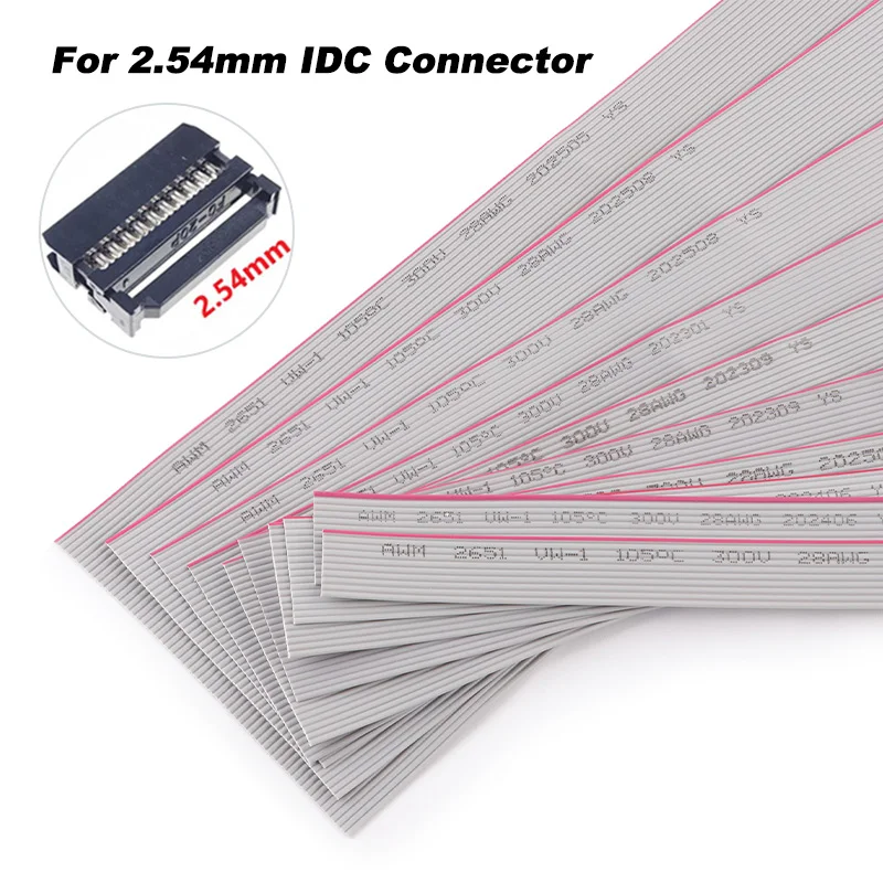 2651 Flat Ribbon Data Cable 1.27mm Pitch 10/14/16/20/26/30/34/40/50/60Pin 28AWG PVC Copper Wire for IDC FC 2.54mm Connector 300V