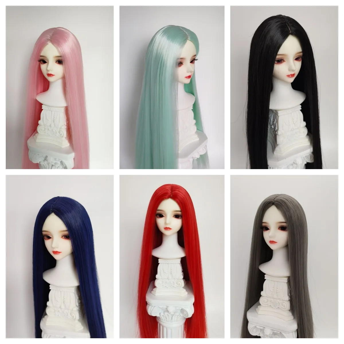 

(Парик куклы 1/3 1/4 1/6 1/8 по индивидуальному заказу для 60/45/30 см, мужская или женская кукла Bjd, древний стиль, средний разрез, длинные прямые волосы
