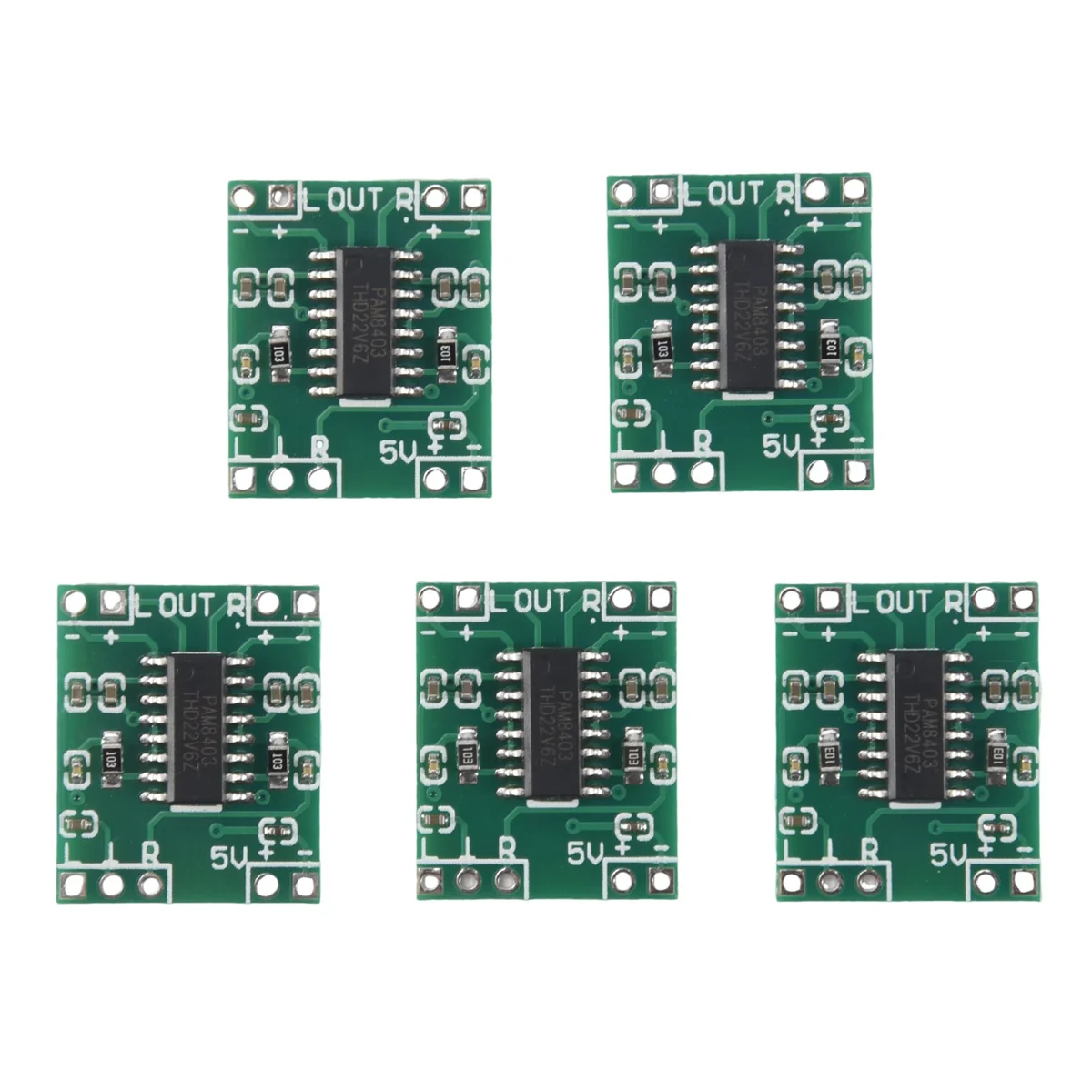 5 Pcs Digital Power Amplifier Board,2X3W Type D PAM8403 Audio Module DC 5V Digital Audio Amplifier Board Module