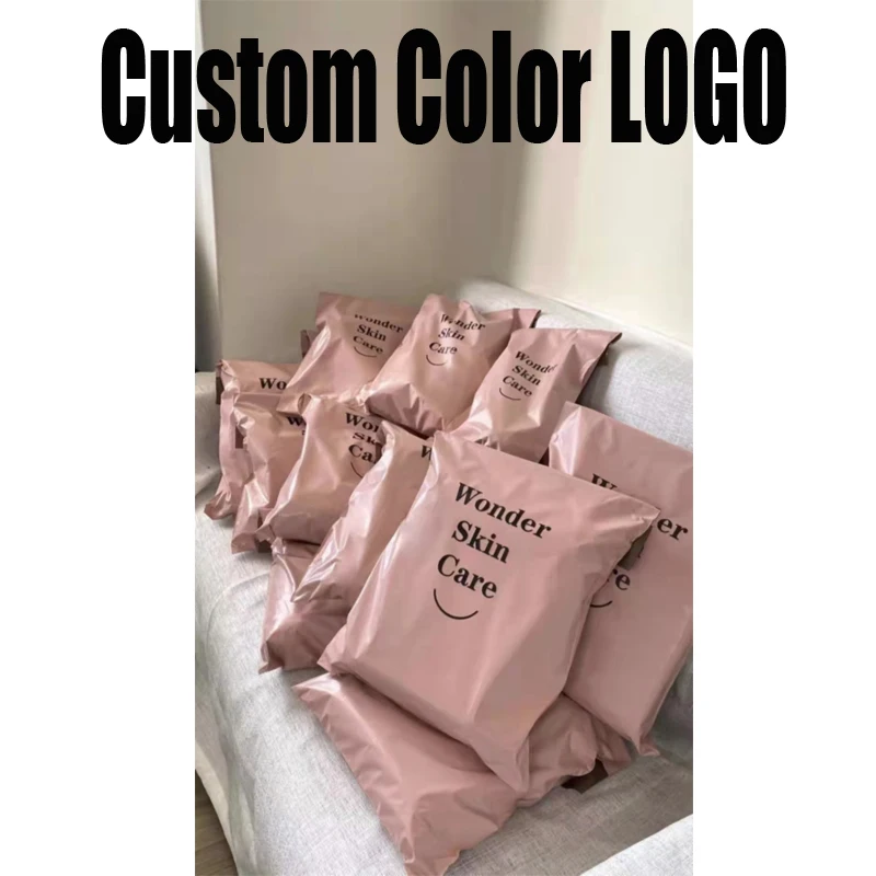 100 200 pcs Custom Color logo poly mailer printed plastic courier bags Full Print Shipping mailing bags