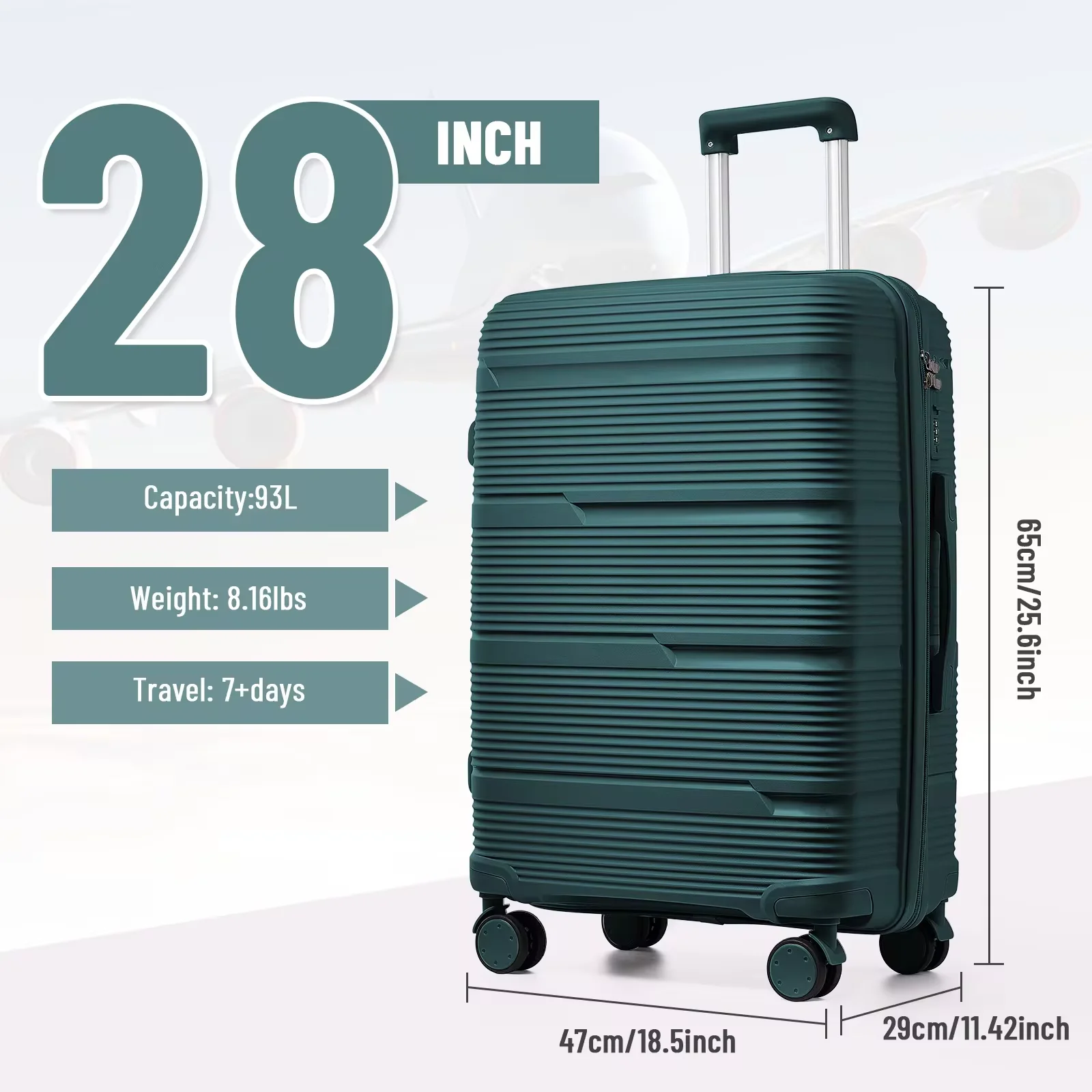 

2024 New Design Travel Suitcase Rolling, Women Men Carry on Travel Trolley Case 20 Inch, Boarding Cabin Luggage Suitcase 24 28''
