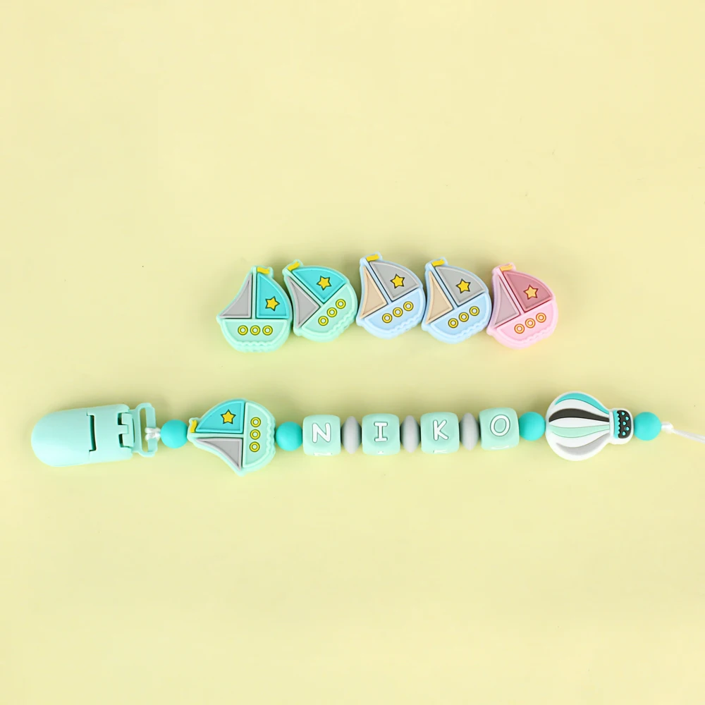 5/10Pcs Silicone Beads Sailboat Shape Focal Beads For Jewelry Making DIY Necklaces Beaded Pen Keychain Food Grade Accessorie