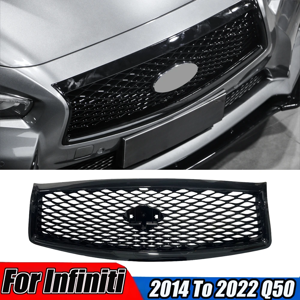 Front Mesh Bumper Grille For Infiniti 2014 To 2022 Q50 Sedan Racing Style Air Intake Grille Car Ornament Accessories