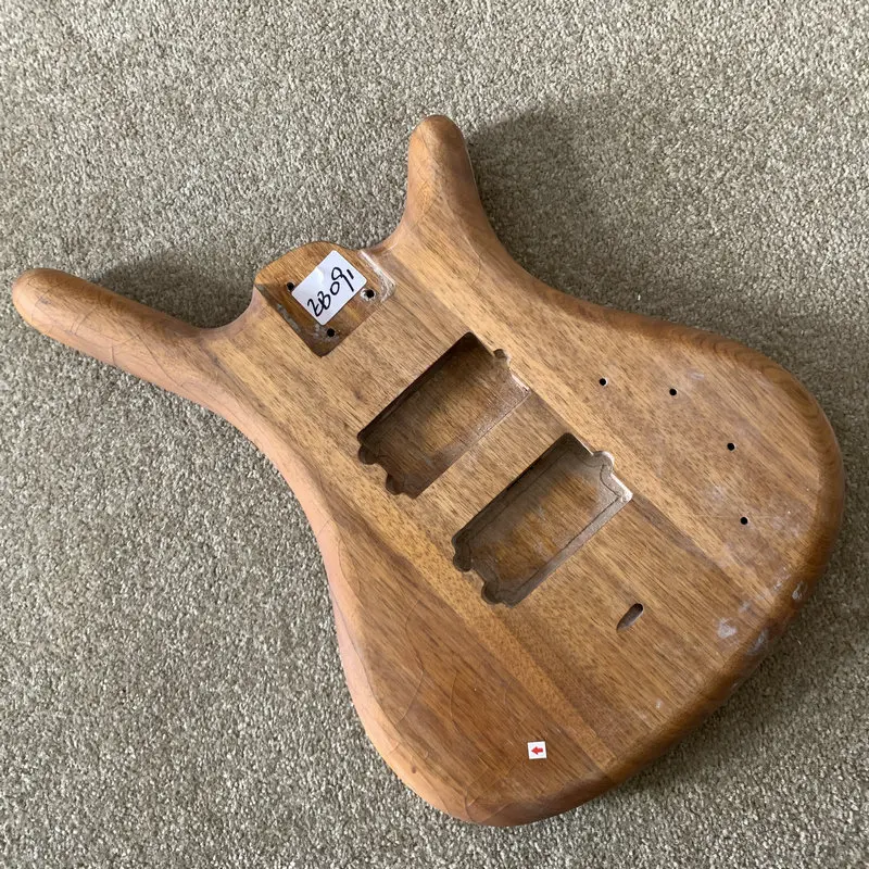 EB091 Nature Color 4 Strings Electric BASS Body Active Custom Pickups Solid Redwood DIY  for Replace  Bass Parts Paint Crack