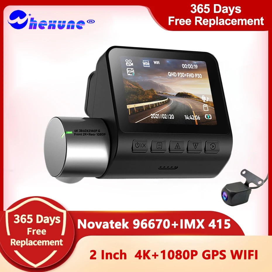 

4K 3840P Dual Car Dashcam 2.0 Inch LCD WIFI DVRs Novatek 96670 SONY IMX 415 GPS Track 1080P Rear Cam Auto Video Recording Camera