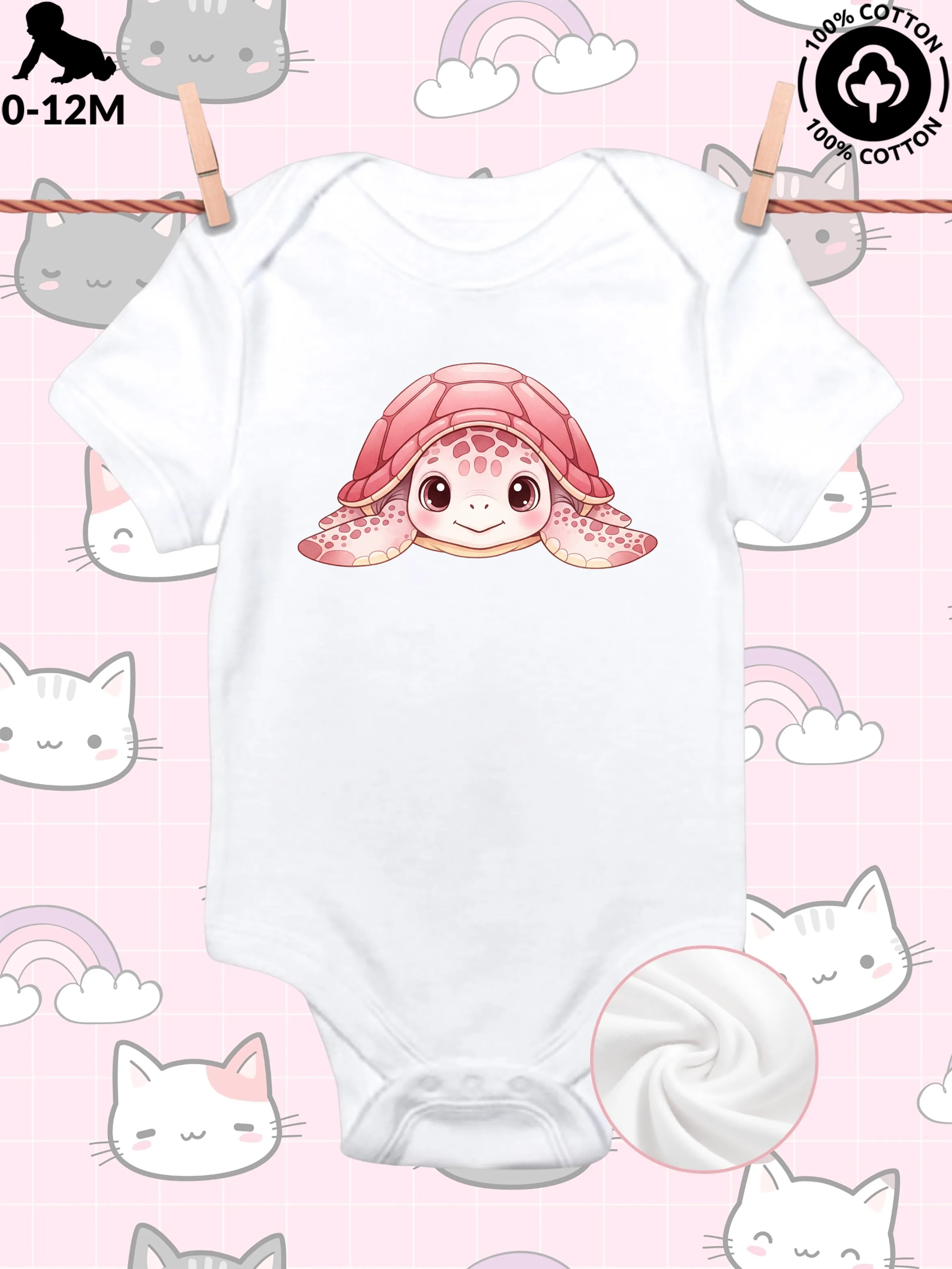 

Очаровательный комбинезон-боди для малышей «Морская черепаха», унисекс, из чистого хлопка, мягкий, всесезонный, белый, 190 г/м²