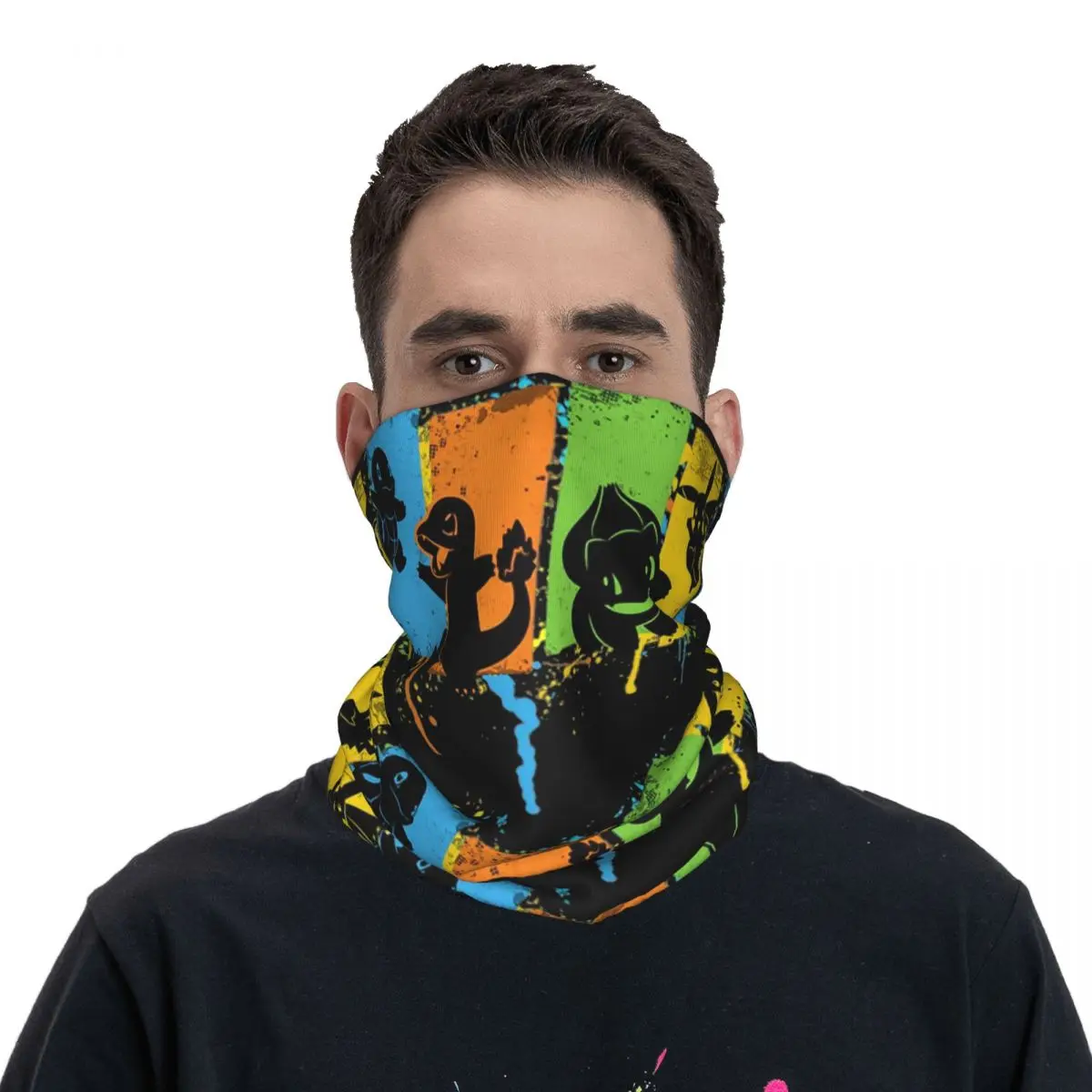 Pokequest Motocross Bandana Neck Cover Printed Pokemon Wrap Scarf Multi-use Balaclava Cycling Unisex Adult Winter