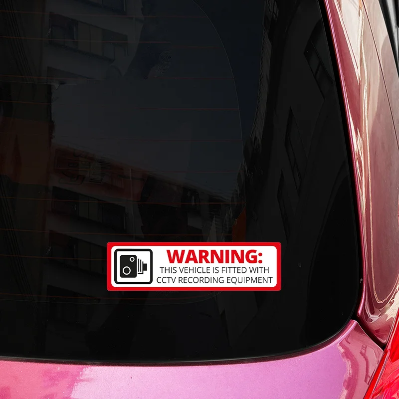 4Pcs Warning CCTV Recording Stickers, Waterproof Vinyl Car Decals