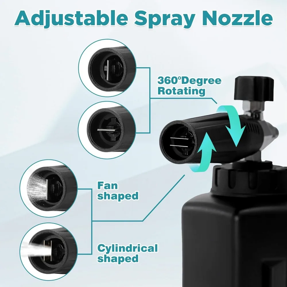 Pistola de espuma para lavadora de pressão com conector duplo, 4000 PSI, kit de lavagem de carro de 1,5L