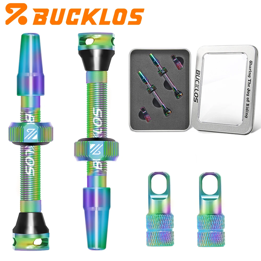 BUCKLOS Fahrrad Tubeless-Ventil 40mm 44mm CNC-Fahrradventile für Tubeless-Reifen Presta-Ventile für Rennrad und Gravel-Bike F/V-Ventile