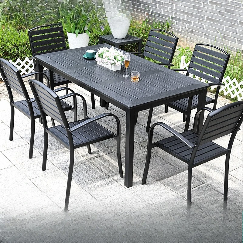 

Outdoor tables and chairs Garden plastic wood leisure simple balcony Outdoor tables and chairs Cafe Milk tea shop Internet celeb