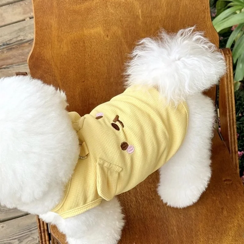 Animal Embroidery Dog Vest Fashion Thin Dog Clothes Summer Puppy Pullovers Soft Waffle Cat Shirt Pet Vest Bichon Poodle Costume view 5