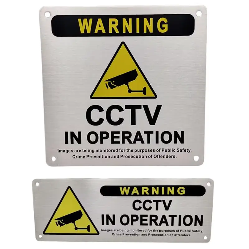 【CCA】Aluminum Alloy CCTV Signage Warning Board 24 Hours Video Surveillance Metal Warning Signs Metal Surveillance Warning Signs