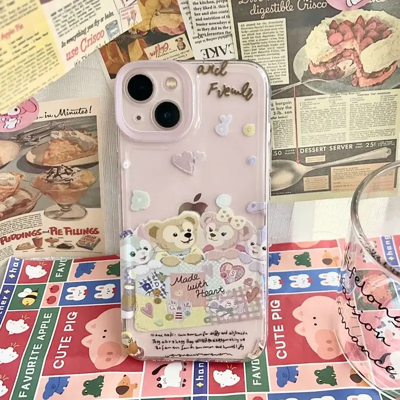 Disney Animal Duffy LinaBall Cartoon Heart Phone Case For iPhone 16 15 14 13 12 11 Pro Max XR XS Max 7 8 Plus Y2K Cute Cover