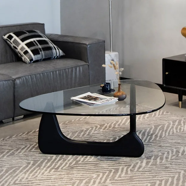 Light luxury living room glass coffee table, high-end sofa side table