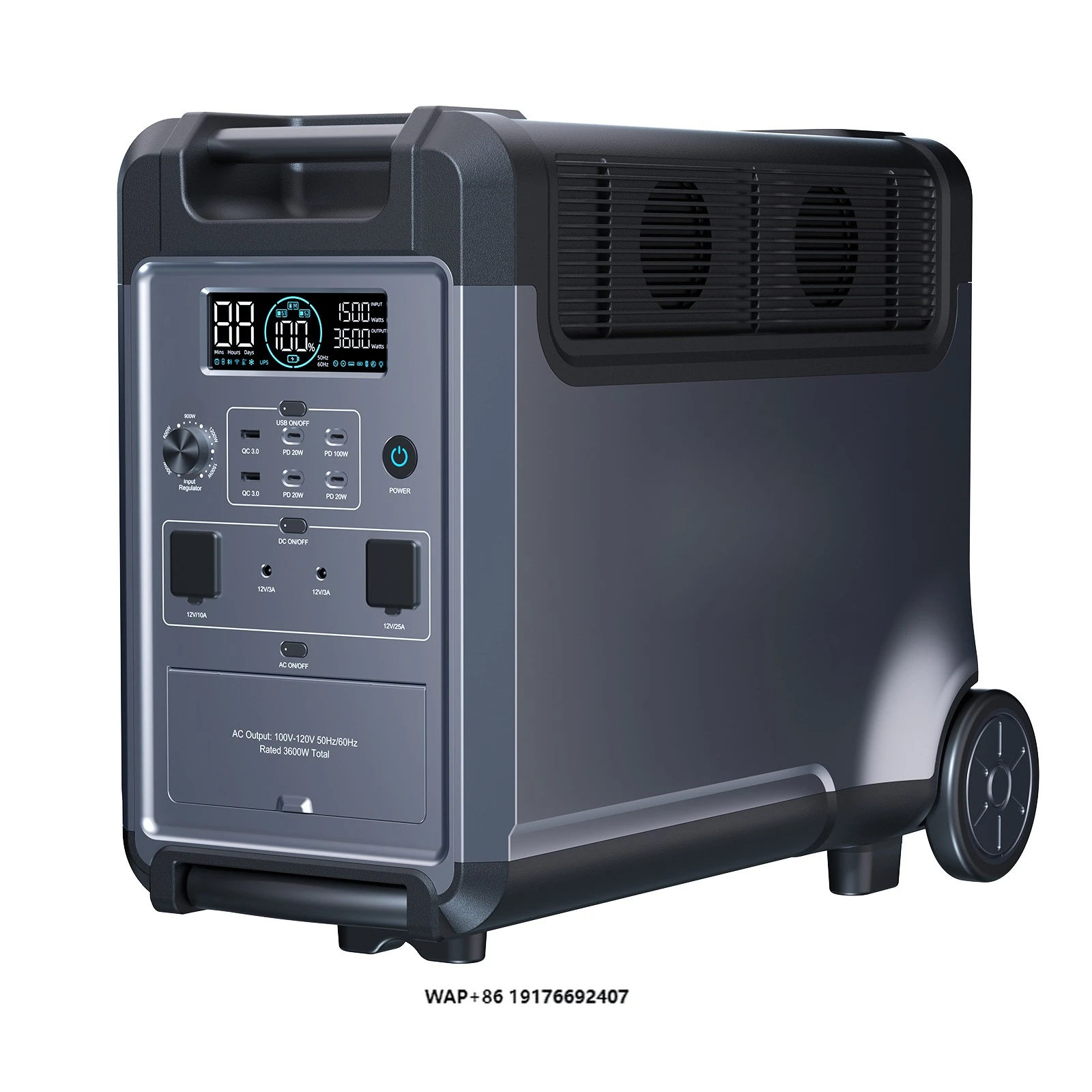 ABOK Portable Power Station 3600W Large Capacity 3840Wh LiFePO4 Battery 4000+cycles 2000W Solar Charging Dropshipping