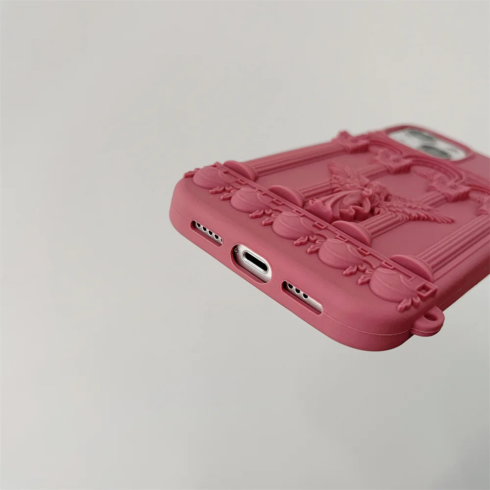 Рельефный чехол для телефона с тиснением для iPhone, ретро, римская колонна, статуя ангела, милый силиконовый защитный чехол 14 Pro Max 13 12 11 15 Pro Max