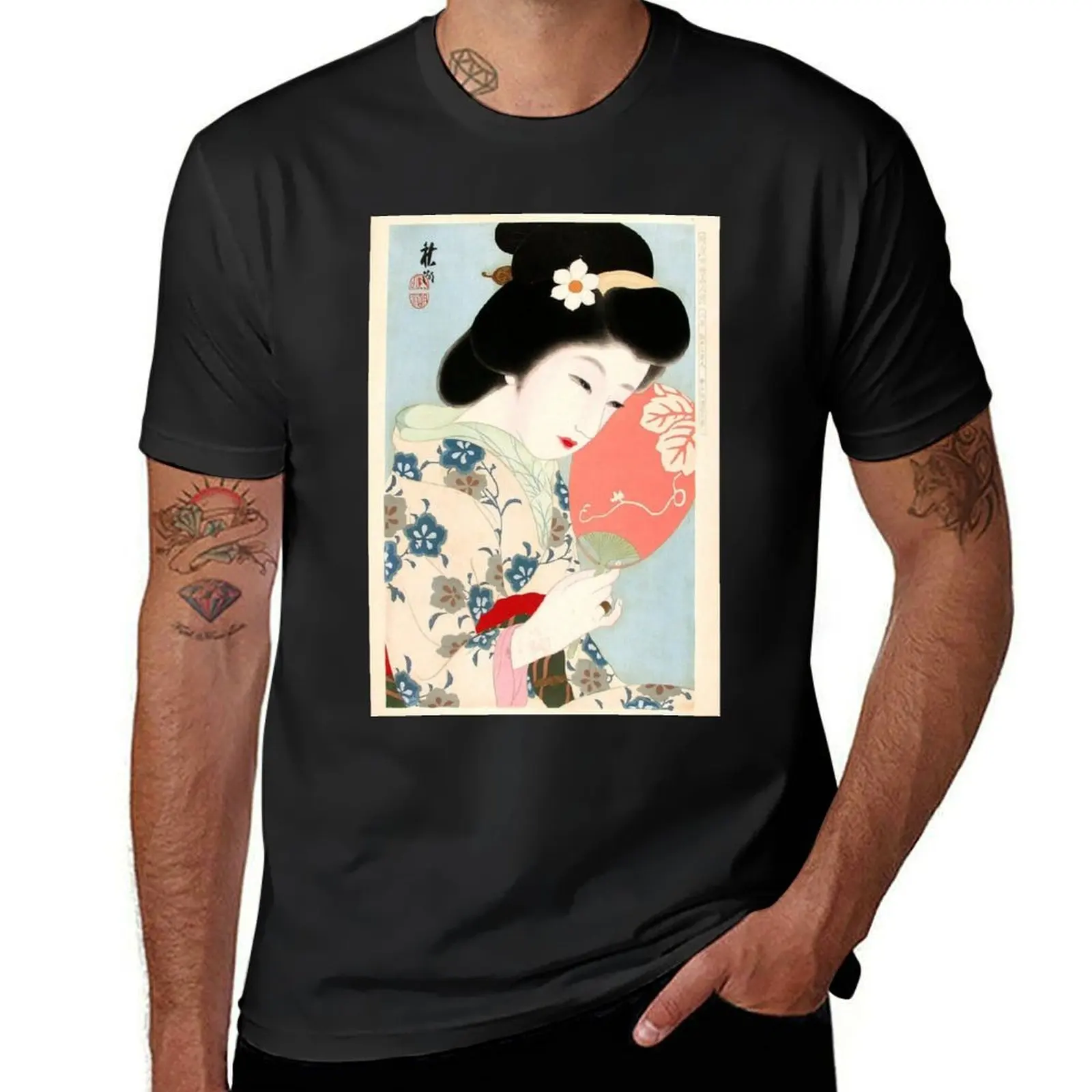 

Japanese Classic Geisha Lady Art T-Shirt anime tshirt tees vintage tee shirts for men