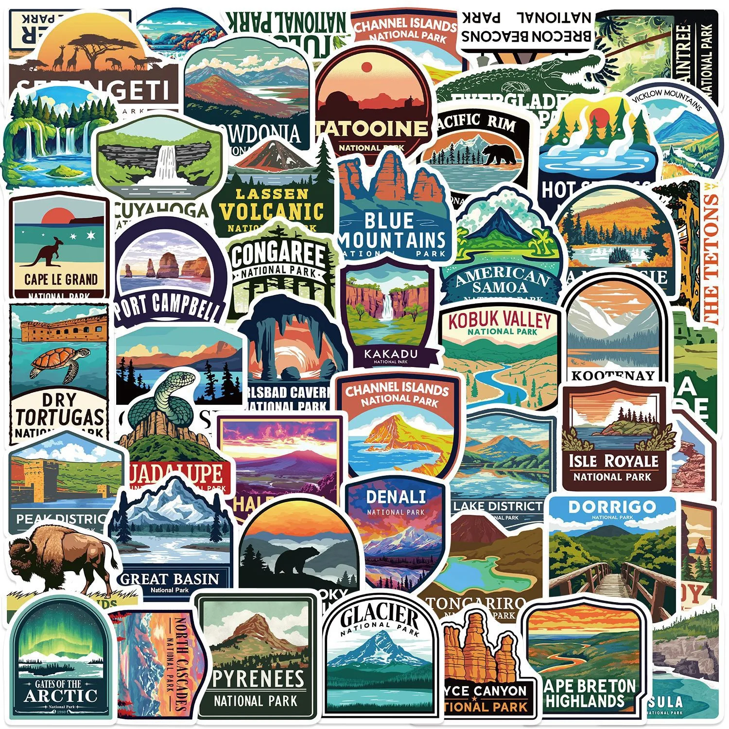 10/50/100PCS Mix World National Park Travel Stickers Nature Scenery Decals Scrapbooking Phone Laptop Guitar Luggage Car Sticker