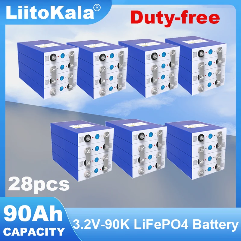 28pcs 3.2V 90Ah LiFePO4 battery DIY 12V 3C Lithium iron phospha inverter Motorcycle Electric Car RV travel batteries duty-free