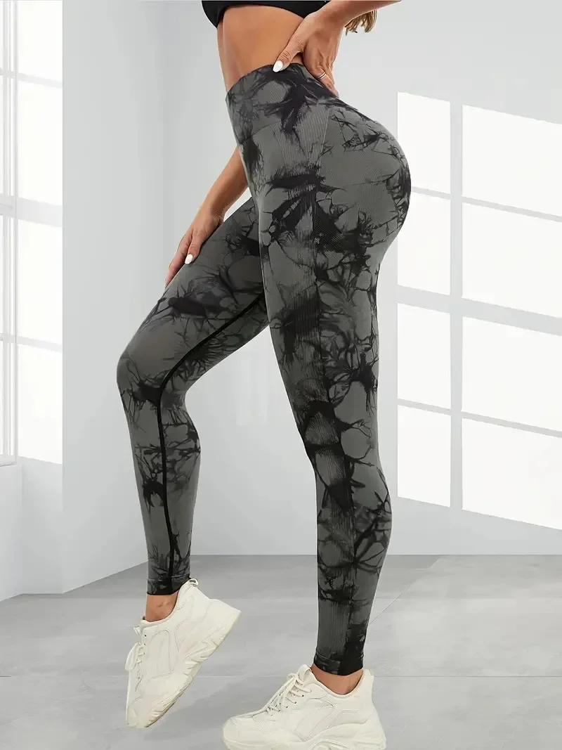 

Sport Leggings Women Tie Dye Yoga Pants Sporty Tights Woman Fitness Clothes Gym Push Up Seamless Scrunch Tights Workout Clothing