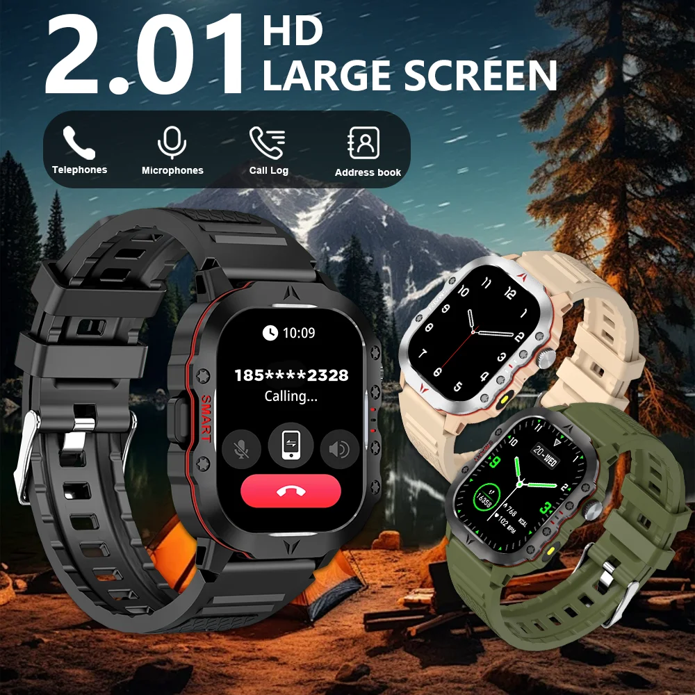 

2024 New Rugged Military Fitness Smartwatch for Men for Android Xiaomi IOS IP68 Waterproof Voice Call Smartwatch Outdoor Sports