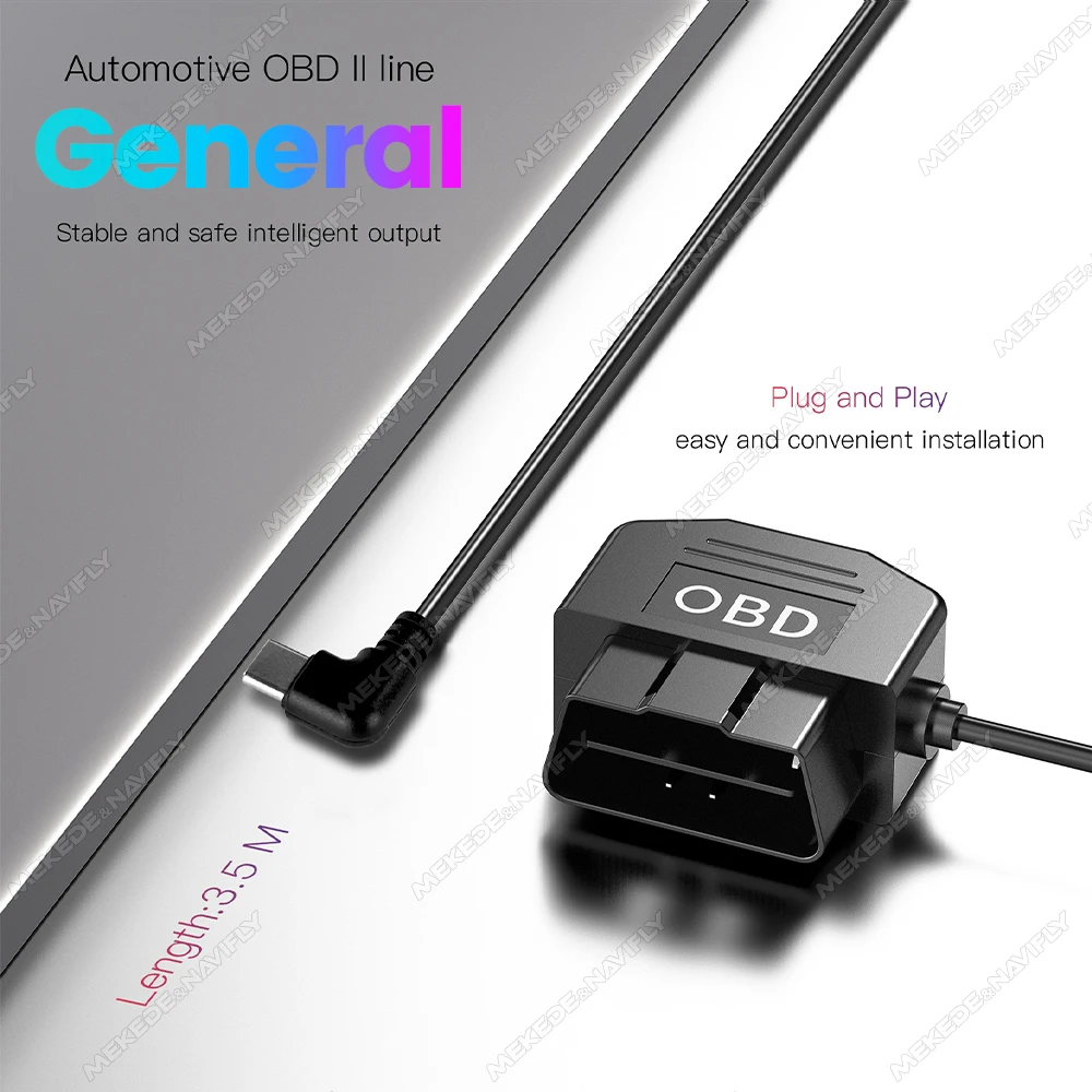 كابل طاقة Obd لتوصيل واجهة السيارة العالمية والتشغيل مع مفتاح كاميرا داش كام كاميرا فيديو السيارة DVR منفذ صغير صغير من النوع C #4