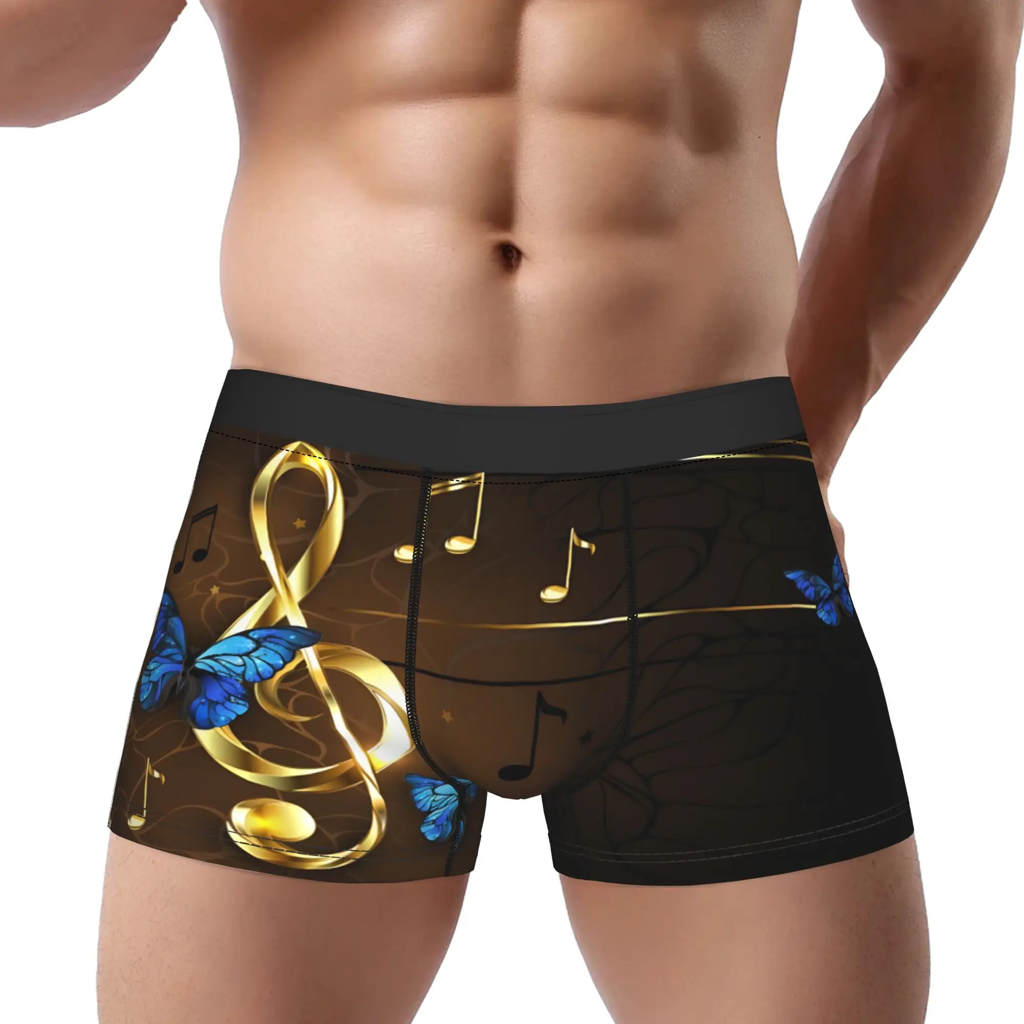 

Черно-белые трусы-боксеры с музыкальными нотами для взрослых 18+, дышащие трусики, мужское нижнее белье, сексуальные шорты, трусы-боксеры