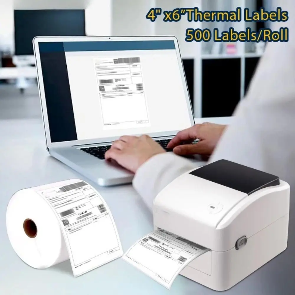 New 100*150*500pcs Thermal label paper Adhesive stickers Three defenses Thermal Shipping Labels printer 4X6in Adhesive stickers