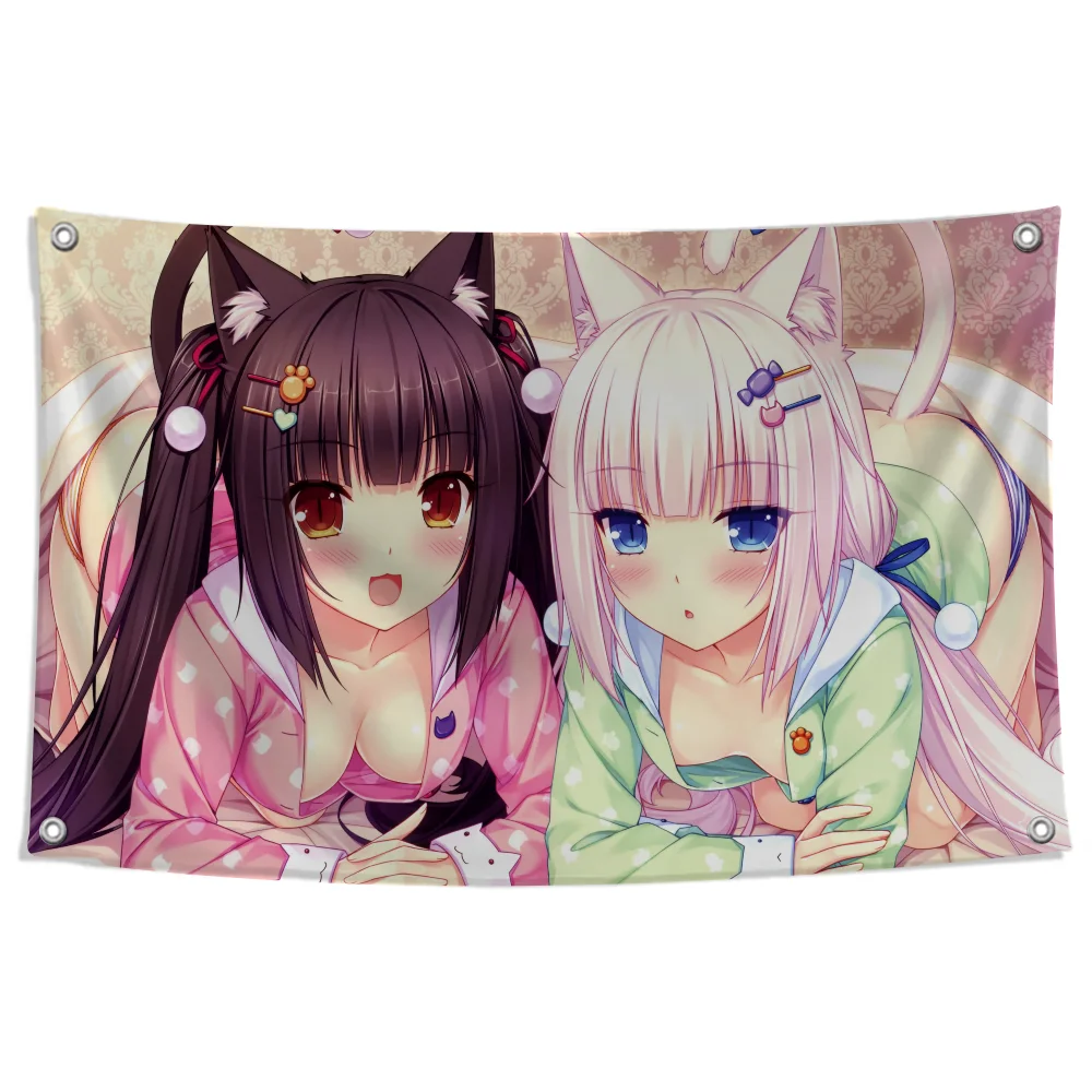 Anime N-Nekoparas Flag Home Decor Tapestry Flag to Hang Cartoon Garden Personalized Items Flags for Bedrooms Decoration