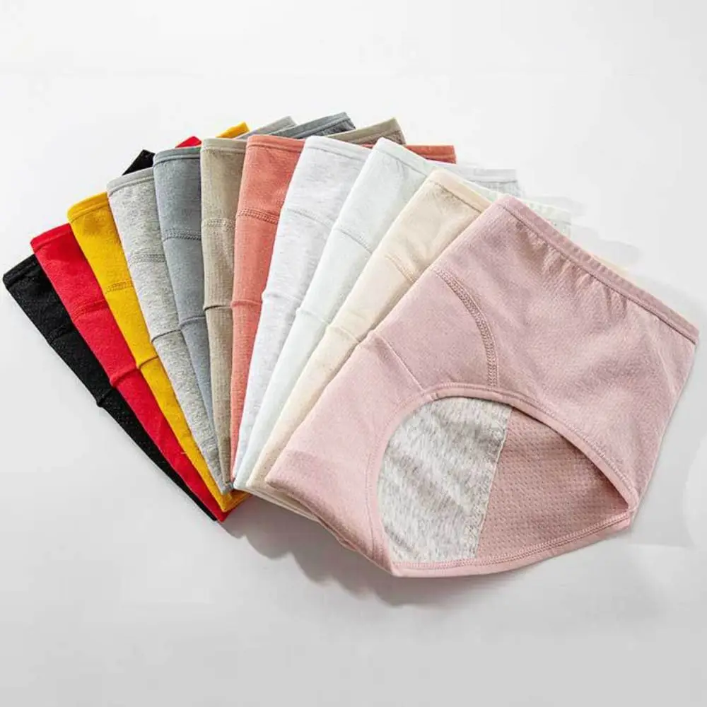 Cotton Menstrual Panties 3 Layer Waterproof Breathable Physiological Pants Antibacterial Middle Waist Leak Proof Underwear