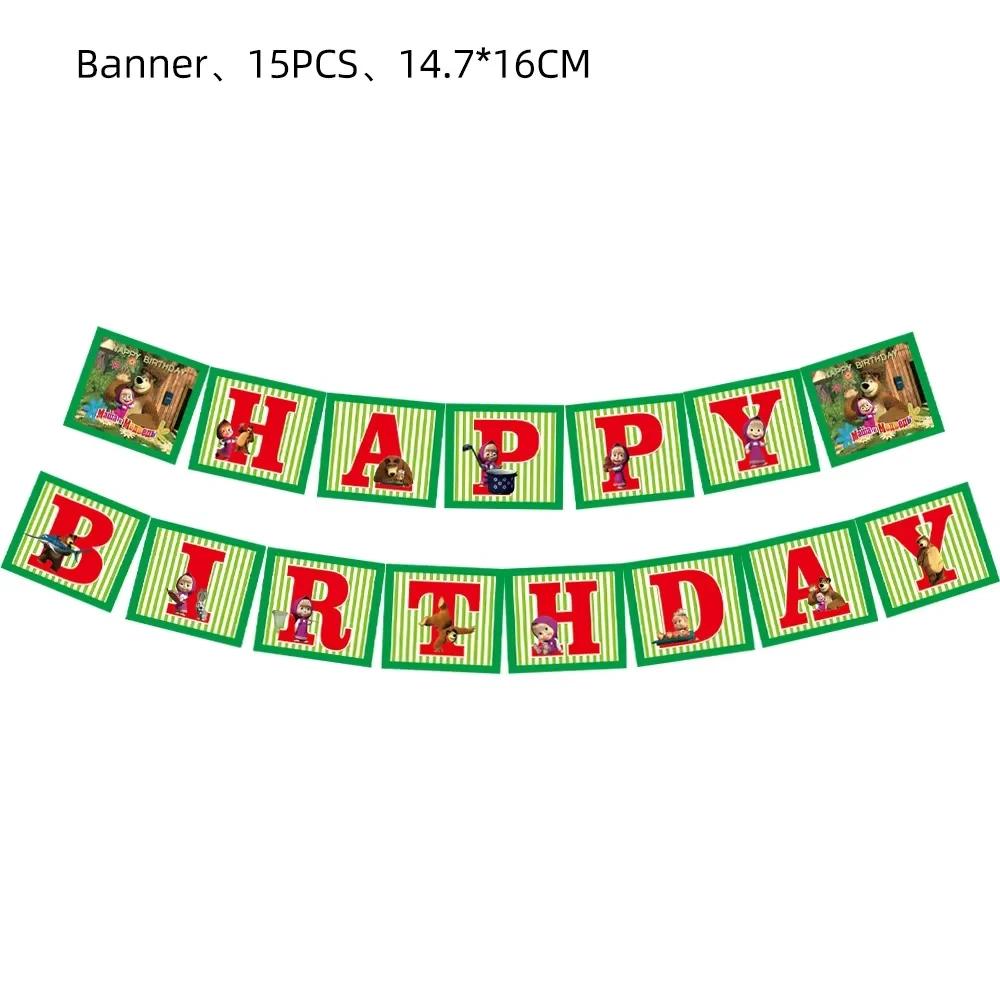 Mascha und die Bären Geburtstagsballons Partydekoration Becher Teller Servietten Tischdecke Banner Toppers Partyzubehör Babyparty – Detail 4