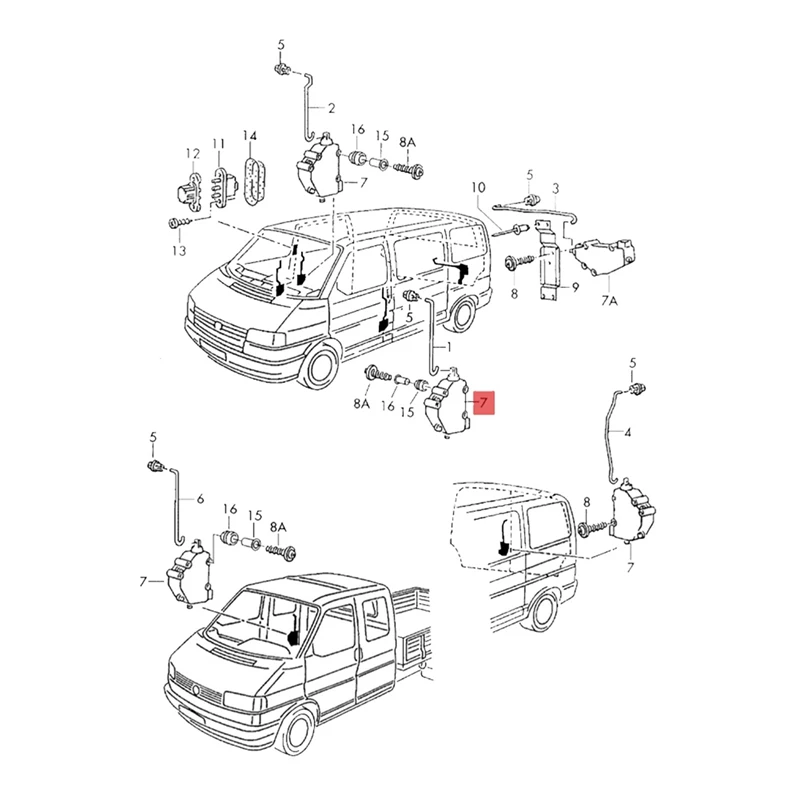 2X 7D0959781A Car Central Door Lock Actuator Mechanism For VW Transporter T4 Eurovan Multivan Servo Motor Locking