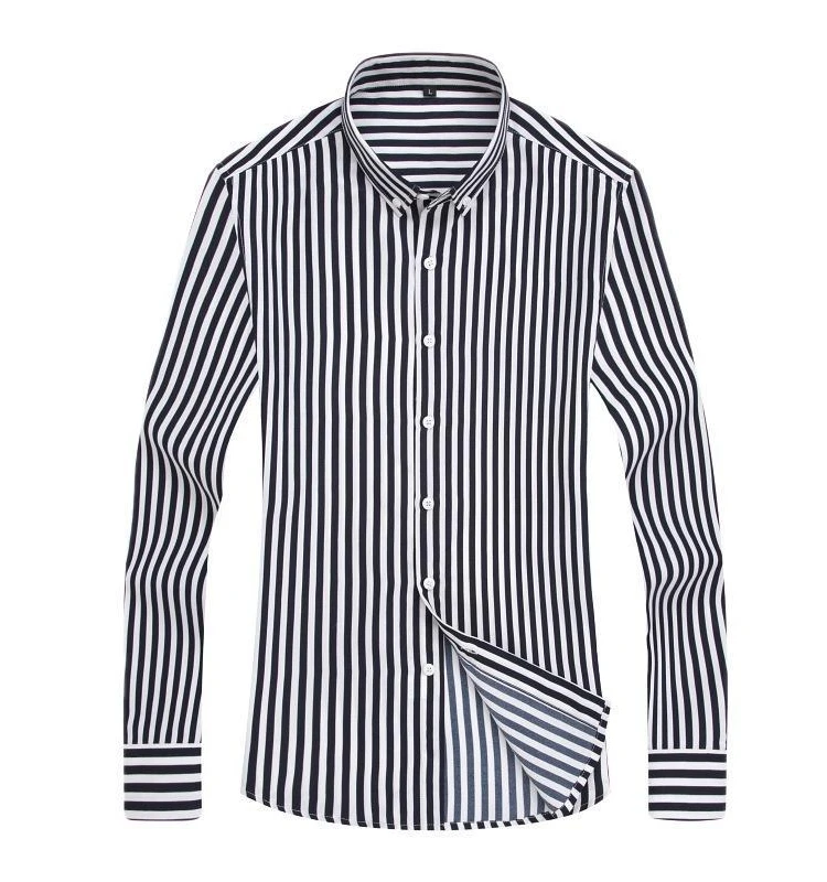 

Мужские полосатые лацканы Long Sve irt Classic Sle Slim Fit Faionable Autumn Wear Pure Color Pattern Universal Ocn