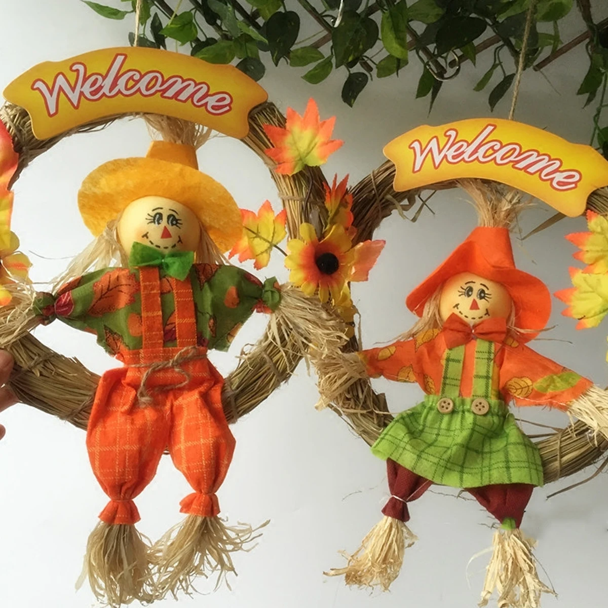 

Decoration Hanging Scarecrow Ornament Wreath Garland Autumn Fall Harvest Scarcrow Wreaths