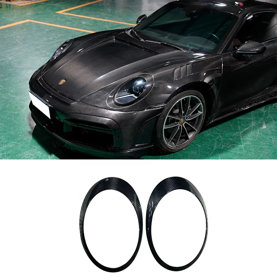 

Carbon Fiber 992 Headlight Eyebrows for Porsche 911 Carrera Turbo S GT3 2019-2022 Front Bumper Eyelid Headlight Trim