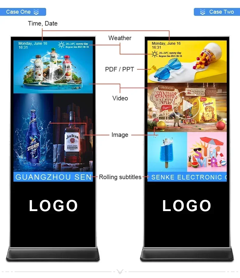 65-inch floor standing digital signage display, non-touch advertising display