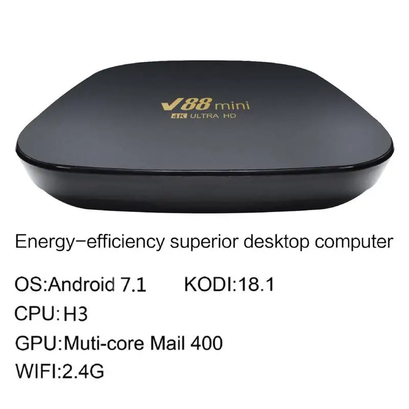 V88 Mini Smart TV Box Android 7.1 H3 Đa Core 2.4G WiFi HDMI 2.0 8K Set Top Box nhà Thông Minh Nhà Hát Truyền Thông Người Chơi 8GB + 128GB