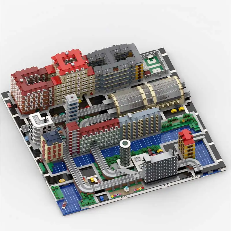 MOC Micropolis Collection City Street View สถาปัตยกรรม Complexs ชุด Building Blocks Edifices ชุดของเล่นเทคโนโลยีอิฐของขวัญ
