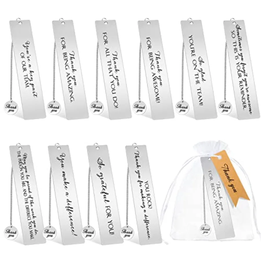 

Подарочные закладки оптом: вдохновляющие закладки из нержавеющей стали с благодарственной биркой и белым органзовым мешочком