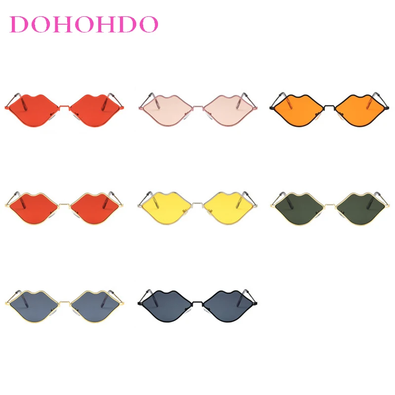 Trendy Sexy Small Metal Special-Shaped Lips Designer Sunglasses Women Sun Glasses Party Eyeglass Street Photography Shades UV400