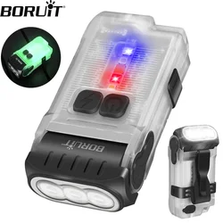 BORUiT V15 EDC Flashlight Keychain Light 1200LM Type-C Rechargeable Portable Mini Torch With Magnet Clip Camping Pocket Lantern