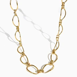 Peri'sbox 2023 New 18K Gold Plated Chunky Oval Link Chain Choker Necklace for Women Brass Statement Trendy Party Jewellery Gifts
